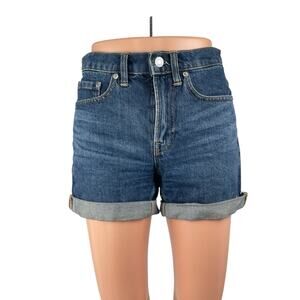 Everlane Women's Blue Mid Rise Cuffed Rolled Straight Denim Jeans Mom Shorts 24